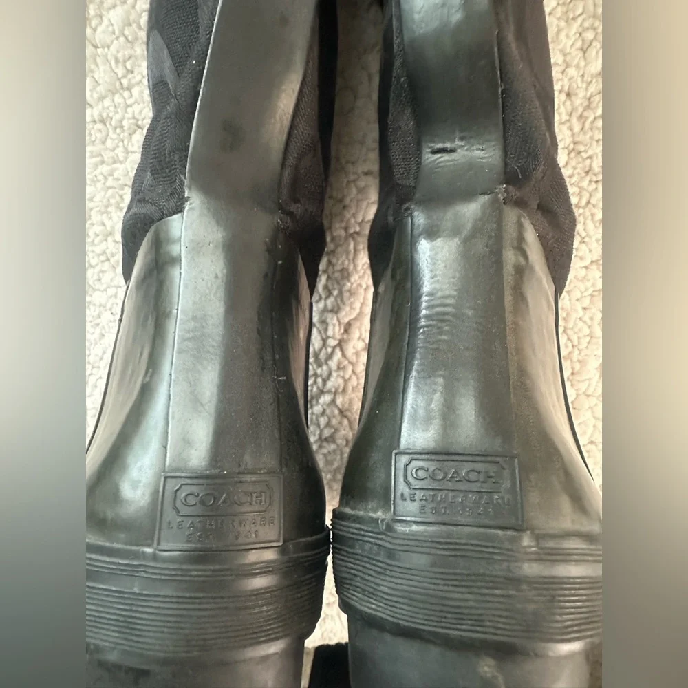 COACH Paige Tall Black Signature Rain Boots Size 7 SEE LAST PHOTO - Picture 7 of 11